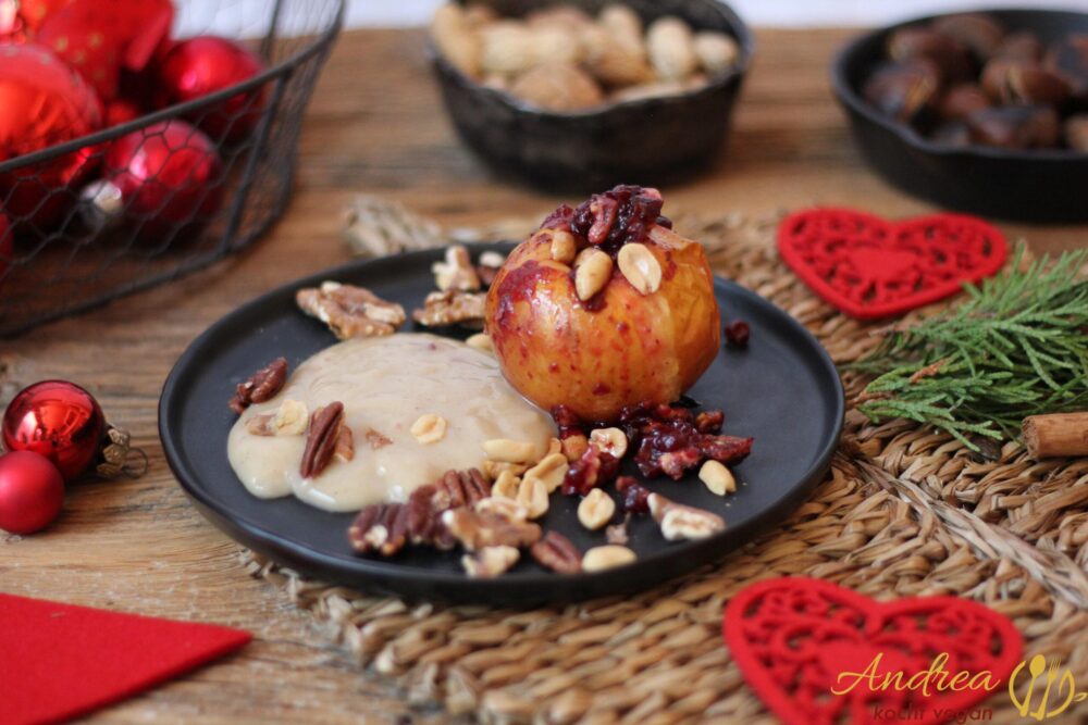 Bratäpfel mit Lebkuchen-Vanillesauce - Andrea kocht vegan